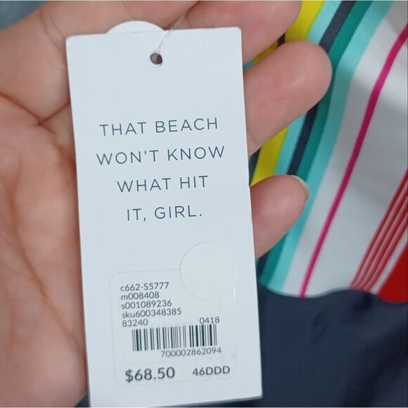 Cacique Swim Lightly Lined Balconette Stripped and Black 46 DDD - Picture 7 of 8